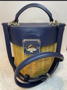 Kate Spade Rumi Wicker Medium Trunk in Nightcap Navy